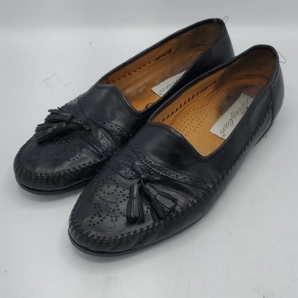 Mezlan Christopher‎ Men's Black Leather Tassel Loafers Size 9.5 M Made in Italy - Picture 2 of 8